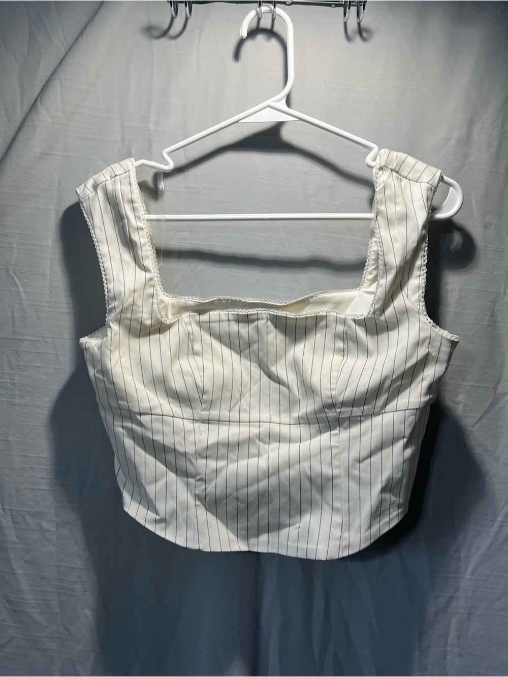 wild fable White Pinstripe Square-Neck Crop Top
